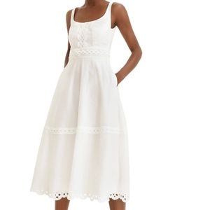 J. Crew Eyelet Trim Organic Cotton Midi Dress